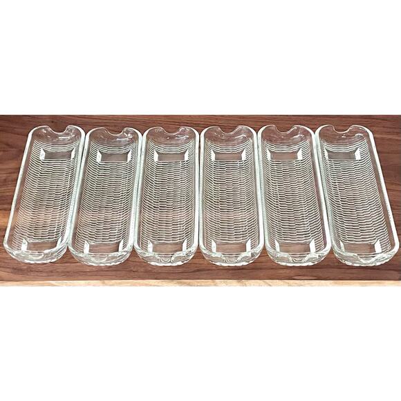 Vintage Raywear 6 Piece Corn on the Cob Holder Plate Server Glass Set 8.5” - Picture 8 of 8